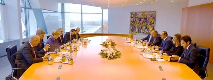الرئيس عبد الفتاح السيسى يلتقي المستشارة الألمانية “أنجيلا ميركل” بدار المستشارية في العاصمة الألمانية برلين